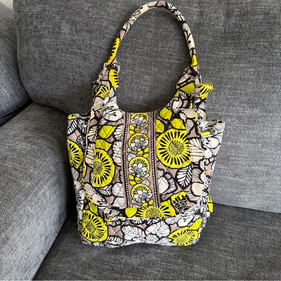 Vera Bradley Change it Up Backpack Tote:Wallet Black/Yellow Retired Island Bloom - Picture 3 of 11